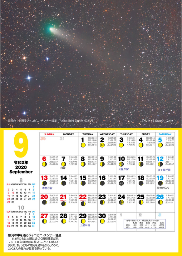 1冊入り　A4サイズ　星のカレンダー「２０２０宙めぐりカレンダー」 5枚目の画像