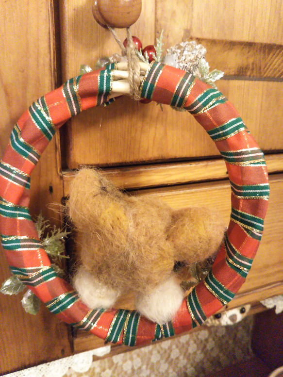 クリスマスリース三毛猫 3枚目の画像