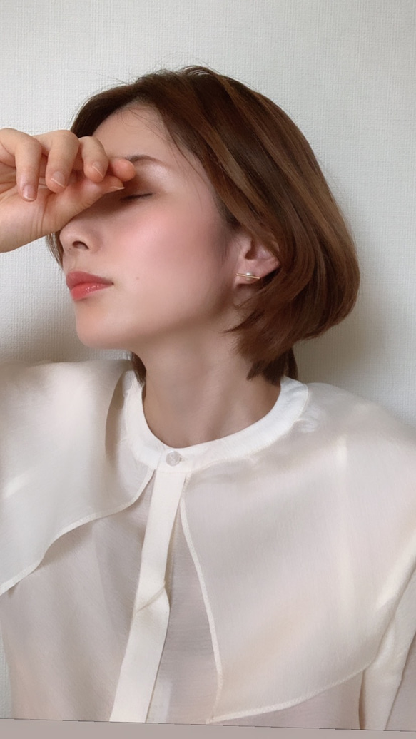 【再販×20】上品モダンなパールピアス   イヤリング　左右ペア　抗アレルギー 5枚目の画像