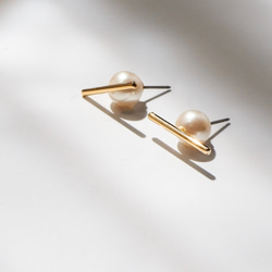 【再販×20】上品モダンなパールピアス   イヤリング　左右ペア　抗アレルギー 10枚目の画像
