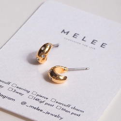 地金＊プラチナ【7×13mm 月甲フープピアス】Pt900刻印入 日本製 ペア