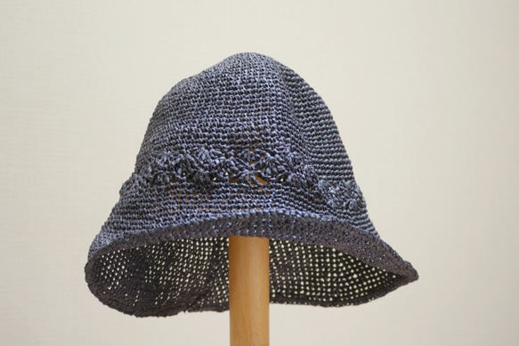 夏の和紙製帽子【送料無料】インディゴブルー 2枚目の画像