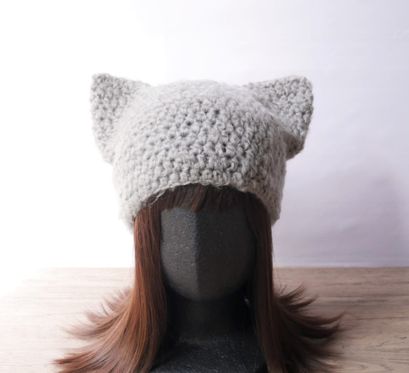 ハンドメイド☺︎猫耳ニット帽☺︎モチーフ☺︎ファー☺︎つけ襟☺︎バラクラバ☺︎ウッドストック ハンドメイド☺︎猫耳ニット帽☺︎モチーフ☺︎ファー☺︎つけ襟