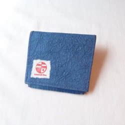 和紙としじら織のコインケース「中縹」 3枚目の画像