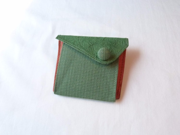 和紙としじら織のコインケース「次緑」 1枚目の画像