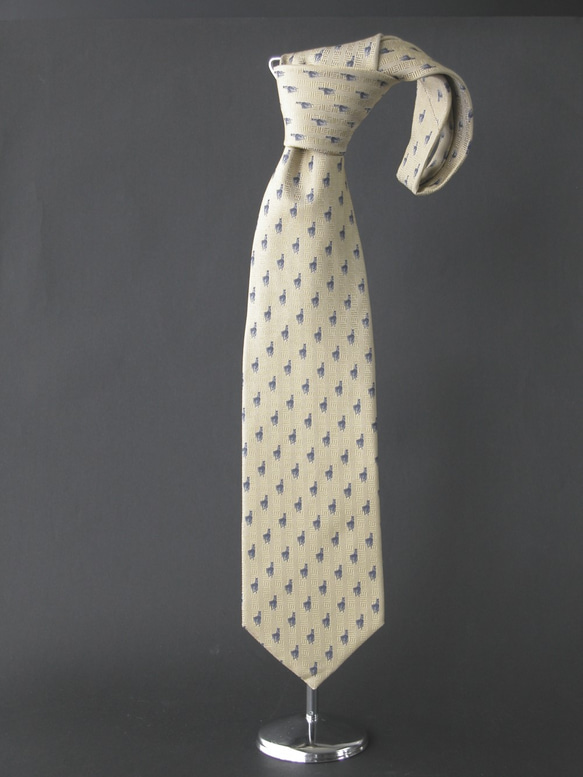 「京織」干支ネクタイ/シルク100％　午　ベージュ 1枚目の画像