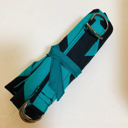 SALE(40%off)専用バンド付き あずま袋のエコバッグ（市松　緑×黒)） 4枚目の画像