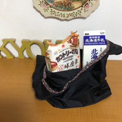 コンビニお弁当サイズの和柄エコバッグ‼️(茶×麻の葉) 3枚目の画像