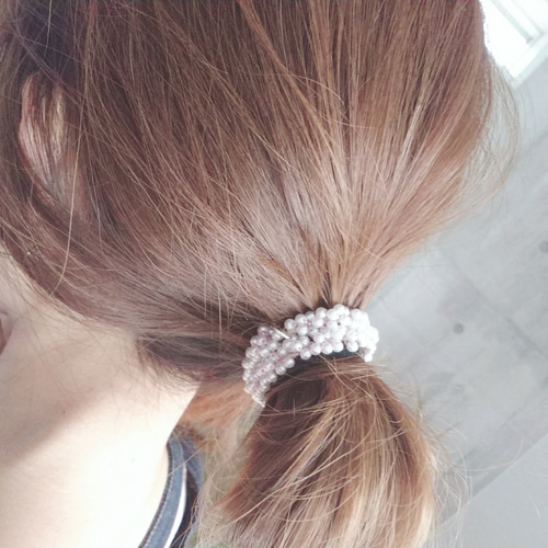 シュシュ ヘアゴム コットンピンクラメ 面倒い