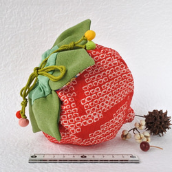 赤い絞りの　イチゴ　ポーチ　sr-5 2枚目の画像