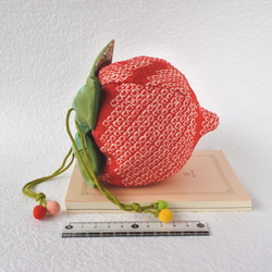 赤い絞りの　イチゴ　ポーチ　sr-5 8枚目の画像