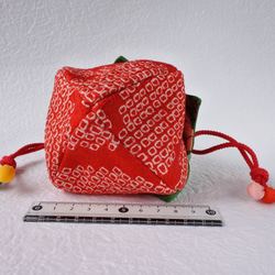 赤い絞りの　イチゴ　ポーチ　ssr-1 5枚目の画像