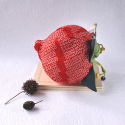 赤い絞りの　イチゴ　ポーチ　sr-10 8枚目の画像