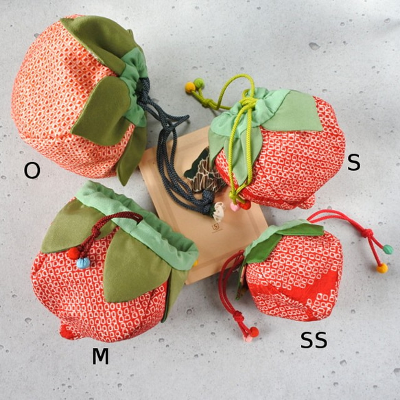 赤い絞りの　イチゴ　ポーチ so-7 10枚目の画像