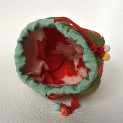 赤い絞りの　イチゴ　ポーチ　so-9 8枚目の画像