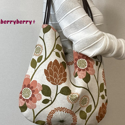 くたっとまる bag・花柄・くったり・A4・生成・コーラルピンク・アースカラー 1枚目の画像