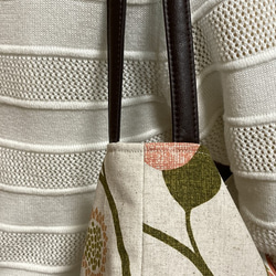 くたっとまる bag・花柄・くったり・A4・生成・コーラルピンク・アースカラー 2枚目の画像