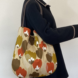 くたっとまる bag・北欧・暖色・花柄・くったり・A4 6枚目の画像