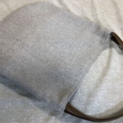 くたっとまる bag・ツイード・軽量・くったり・グレー・亜麻色・A4 4枚目の画像