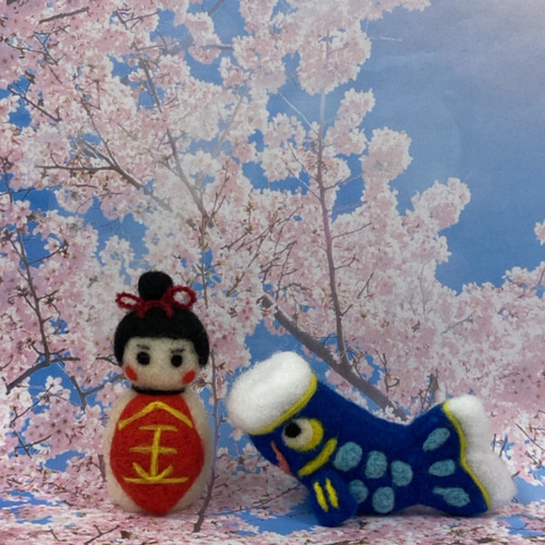 羊毛フェルト こどもの日 鯉のぼりと金太郎 k00626 羊毛フェルト 