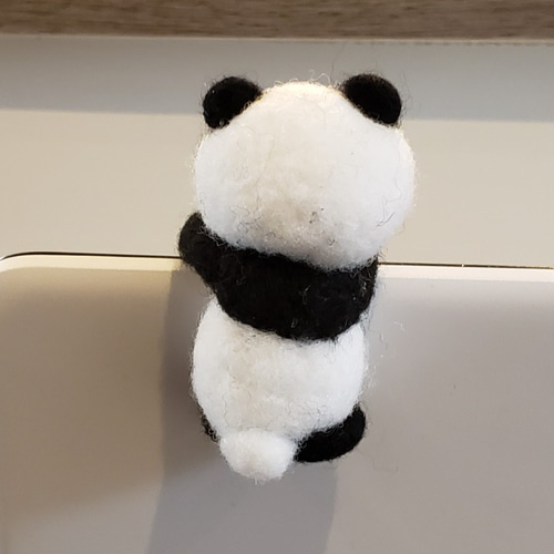 羊毛フェルト パンダ ノートパソコンの端っこアニマルシリーズ