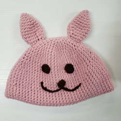 ピンクうさぎのニット帽　サイズ約49cm　ベビー・お子様・ペット用　なりきりうさぎ　シック　k00705 4枚目の画像