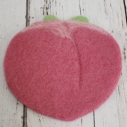 羊毛フェルト フルーツ コースター もも k00353 コースター スマイリー