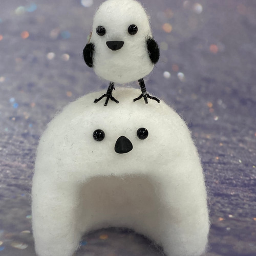 羊毛フェルト シマエナガのかまくらと シマエナガちゃん k00397 羊毛