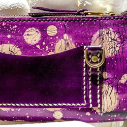 「不撞包」葡萄紫冰裂氣泡植鞣革真皮萬用皮夾 第5張的照片