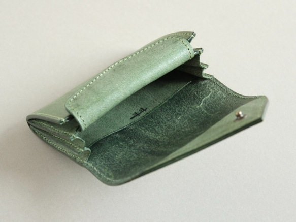 〈受注制作〉カードメインのコンパクト財布 （緑） 4枚目の画像