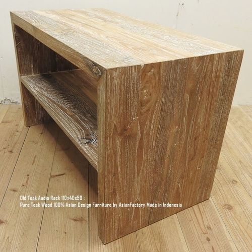 オールドチーク無垢材 オーディオラック 幅80cm × 奥行40cm × 高 オールドチーク無垢材 オーディオラック 幅80cm × 奥行40cm × 高