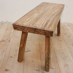 古材 オールドチーク材のスツール 幅60cm×高さ35cm (ロータイプ) チーク材の椅子 チェア 3枚目の画像