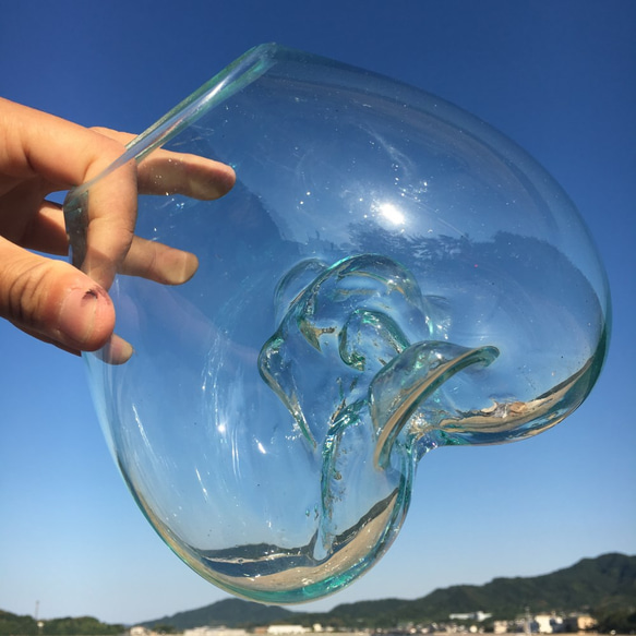 1点物 吹きガラスと天然木のオブジェ 金魚鉢 メダカ 水槽 アクアリウム テラリウム コケリウム 花瓶 4枚目の画像
