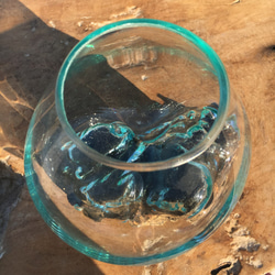 1点物 吹きガラスと天然木のオブジェXSr1 金魚鉢 メダカ 水槽 アクアリウム テラリウム コケリウム 花瓶 3枚目の画像