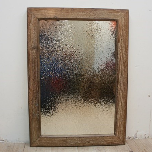 オールドチーク材の壁掛け鏡 70cm × 50cm 木製フレーム 無垢材 imgrc0252694606.jpg