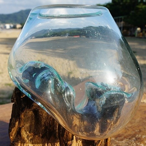 吹きガラスと天然木のオブジェMN 金魚鉢 メダカ 水槽 吹きガラスと天然木のオブジェMN 金魚鉢 メダカ 水槽
