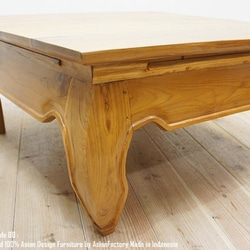 《送料無料》 チーク材 無垢 ローテーブル 80cm 正方形 総無垢材 アンティーク調 ナチュラル 3枚目の画像