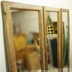 オールドチーク材のミラー 170cm×45cm 姿見鏡 ナチュラル 古材フレーム 無垢材 古木 5枚目の画像