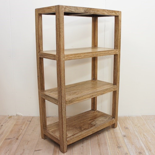 オールドチーク材の4段ラック 幅60cm 奥行30cm 高さ100cm フリーラック