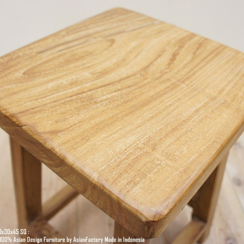 古材 オールドチーク材のスツール 30SQ 無垢材の椅子 堅牢なチーク材
