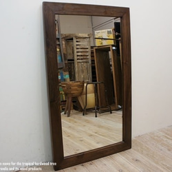 オールドチーク材のミラー 60cm×40cm 壁掛け鏡 チーク無垢材