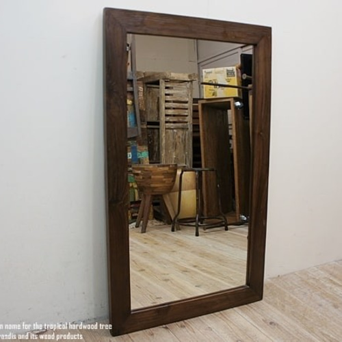 無垢チーク　鏡　ミラー　壁掛け 鏡 ミラー チーク無垢材 ウォールミラー （ 姿見 全身鏡 カガミ