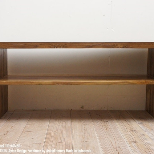 オールドチーク無垢材 オーディオラック 幅110cm × 奥行40cm オールドチーク無垢材 オーディオラック 幅110cm × 奥行40cm