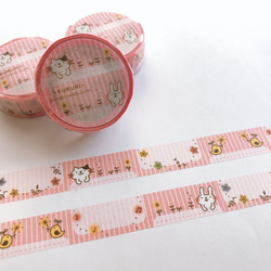 新：マスキングテープ：メモも書けちゃう♪お花フレームマステ＊猫ウサギヒヨコと一緒＊ 4枚目の画像