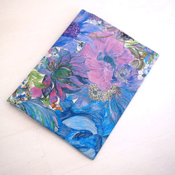 リバティ 母子手帳ケース マリーナシーフラワー/ブルー B6サイズ マルチケース 5枚目の画像