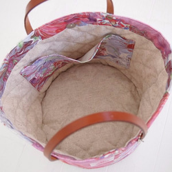 リバティ ピンクのマリーナ・シーフラワー コロンとした丸底バッグ バケツ型 7枚目の画像