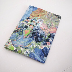 リバティ ブルー×グリーンのマリーナ・シーフラワー 通帳・カード・母子手帳ケース  Lサイズ 3枚目の画像