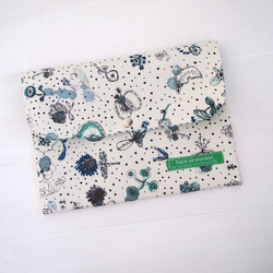ミナ ペルホネン×リバティ 母子手帳ケース メモリーズオブレイン/グリーン B6サイズ マルチケース 3枚目の画像