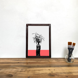 パキポディウム x ブラッドオレンジ「 植物 グラフィック」 A4 ポスター & 古材 ポスター フレーム 壁掛け 5枚目の画像