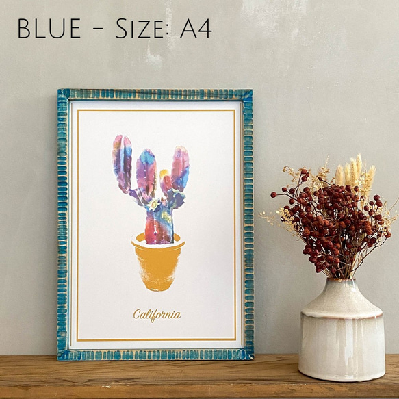 「Cactus in California」 カリフォルニア サボテン A4 ポスター + 古材 フレーム 3枚目の画像